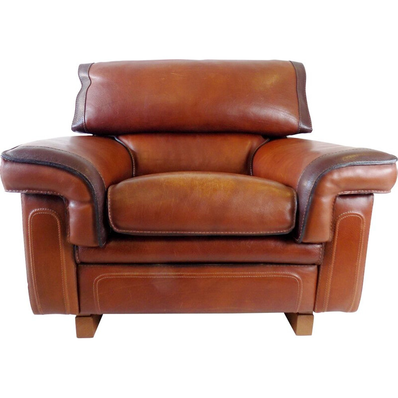 Mid century leather armchair by Roche Bobois, 1970s