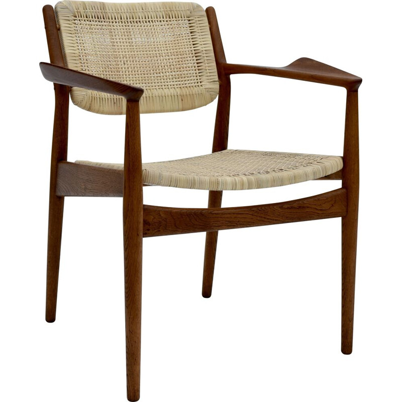 Vintage-Sessel Modell 51a aus Eiche und Rattan von Arne Vodder für Sibast