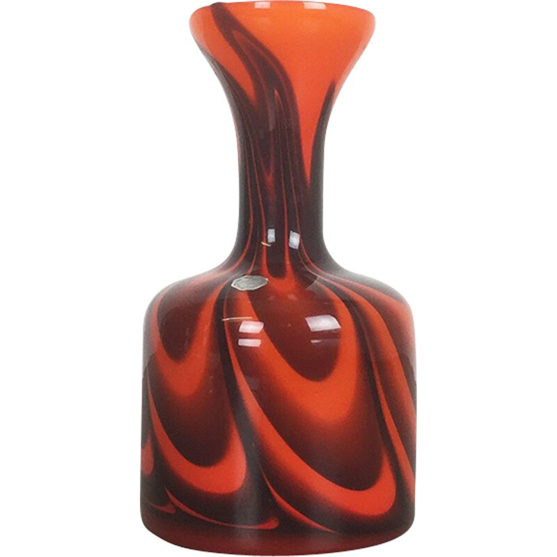 Italian Opaline Florence vase in opal orange and brown glass, Carlo MORETTI - 1970s