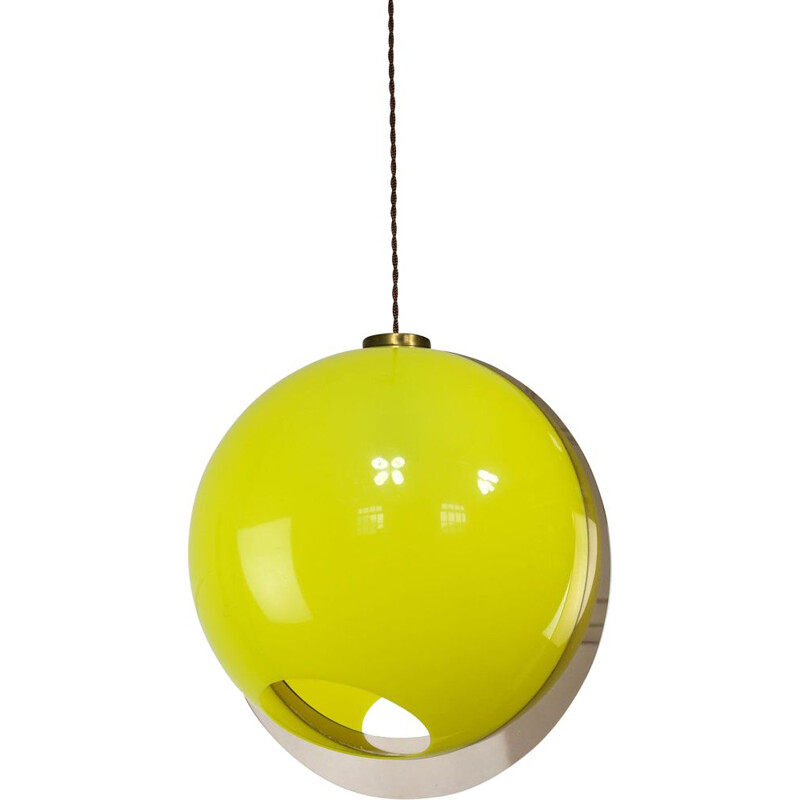 Italian vintage yellow pendant lamp, 1970s