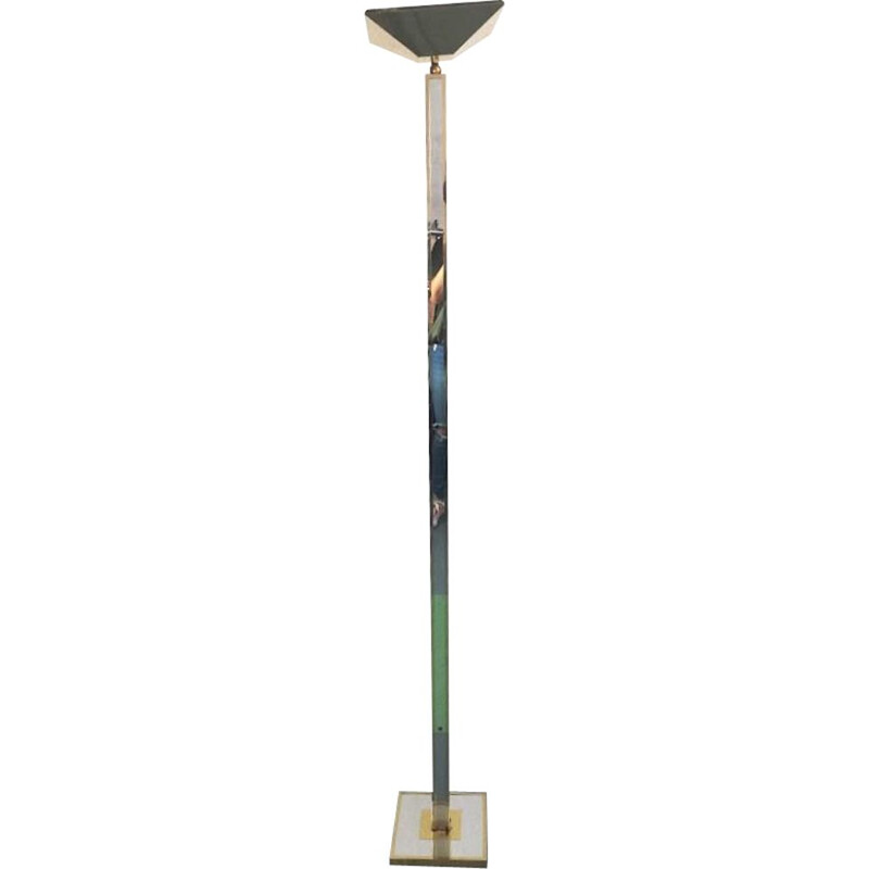 Mid century brass halogen floor lamp, 1980