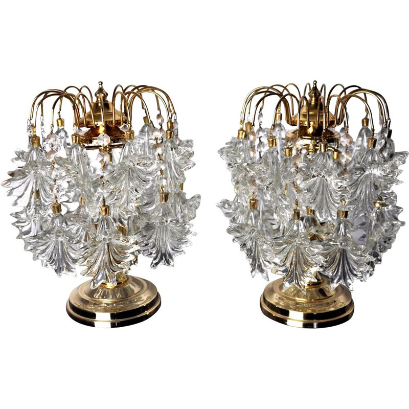 Pair of vintage kinkeldey crystal cut lamps, Germany 1970