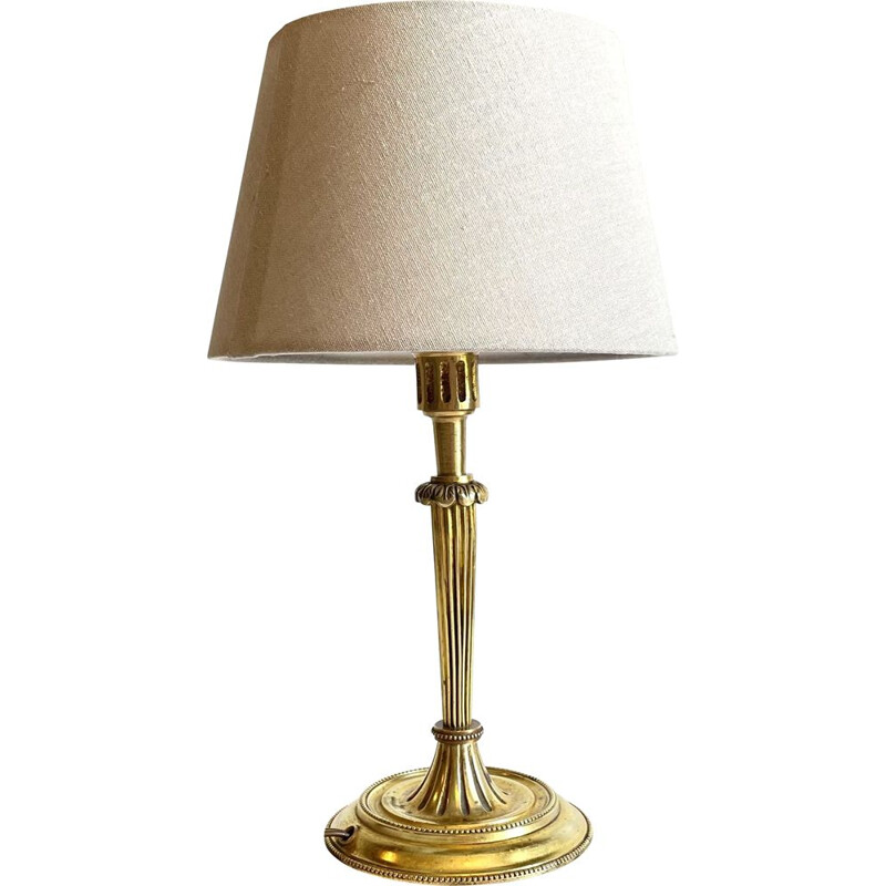 Vintage lamp in solid brass and fabric