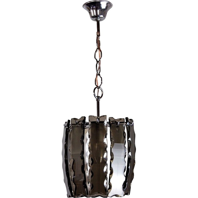 Vintage Veca chandelier in black Murano glass, Italy 1970