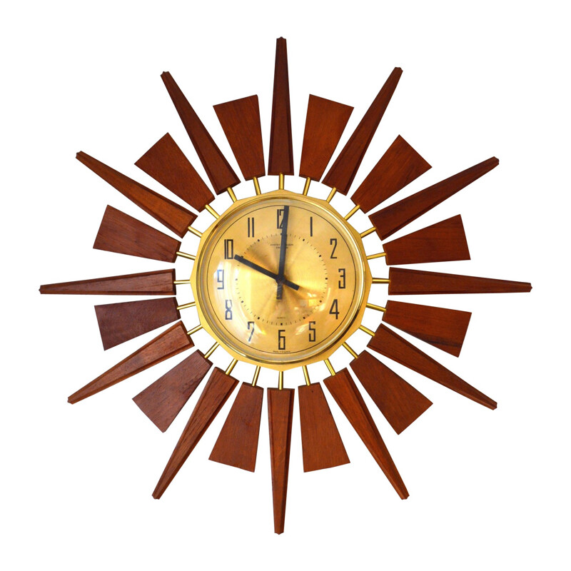 Teak wall clock by ANSTEY & WILSON - 1970s