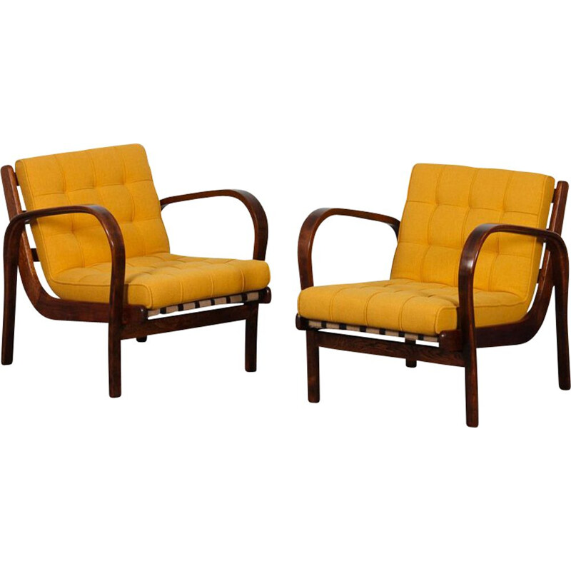 Pair of vintage armchairs by Kropacek and Kozelka, 1944