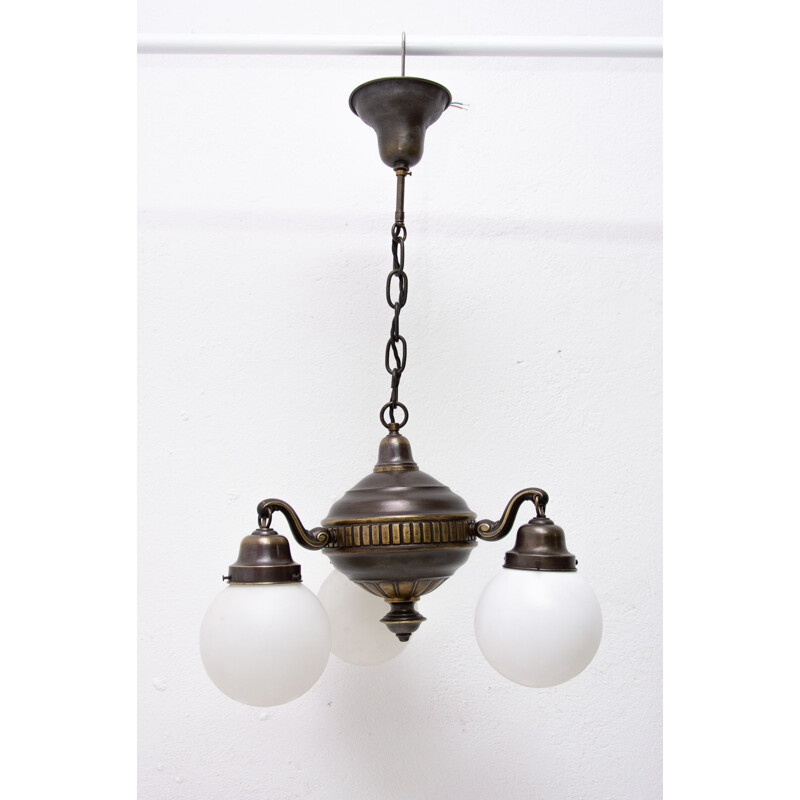 Brass chandelier with three vintage arms