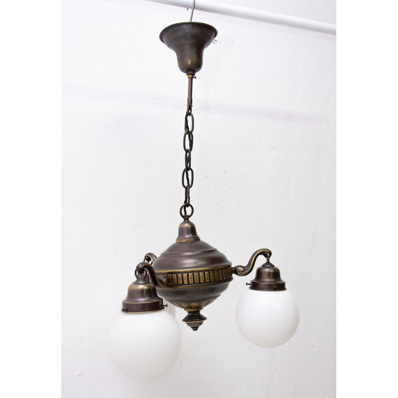 Brass chandelier with three vintage arms