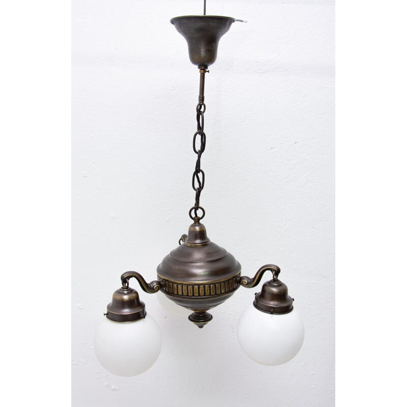 Brass chandelier with three vintage arms