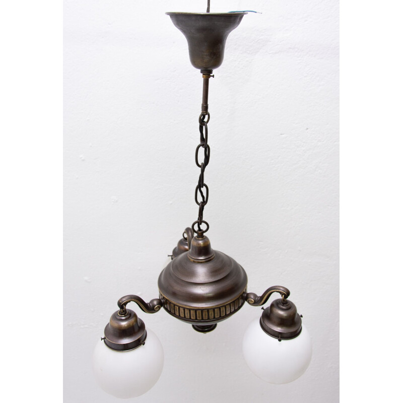 Brass chandelier with three vintage arms