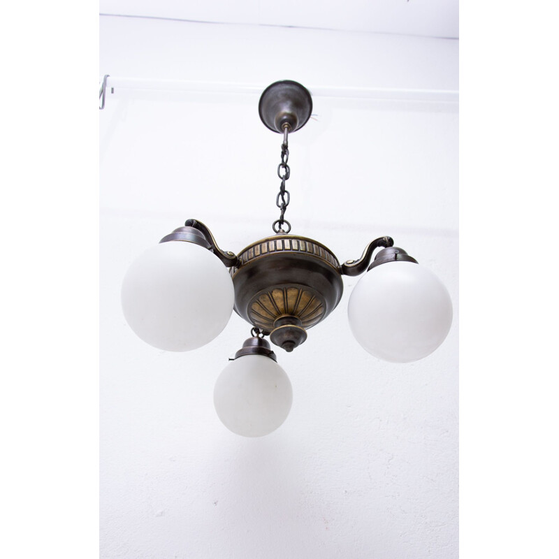 Brass chandelier with three vintage arms