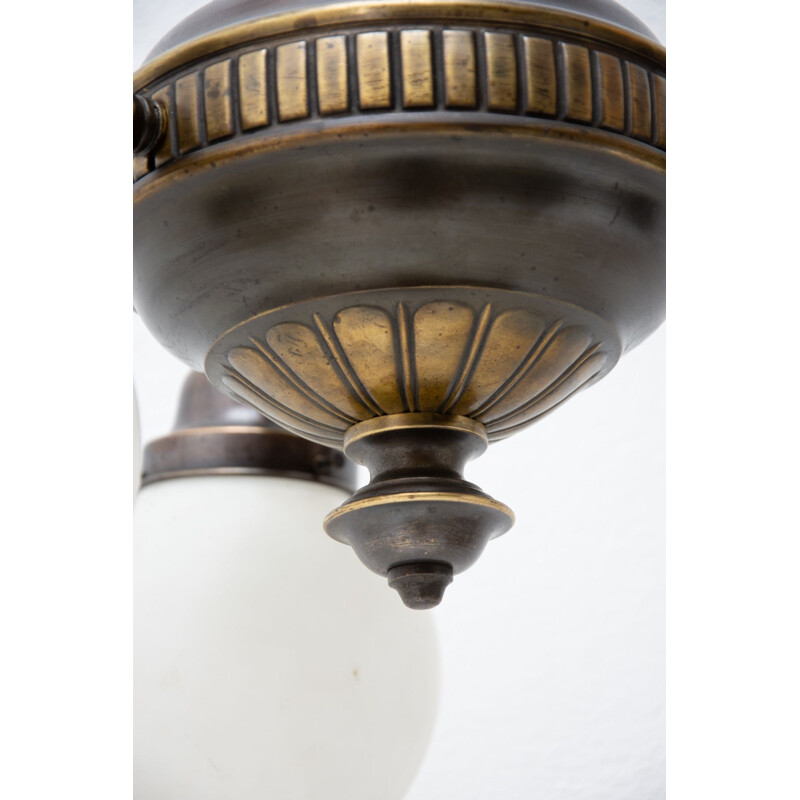 Lampadario a tre bracci in ottone vintage