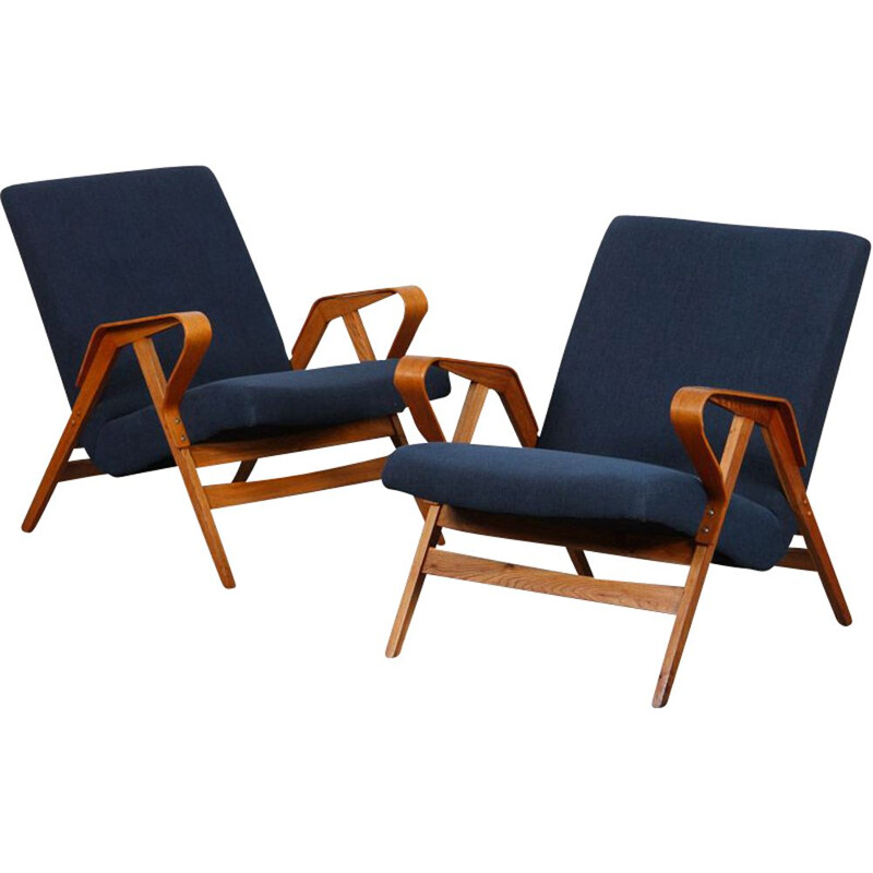 Pair of vintage wooden armchairs by Frantisek Jirak for Tatra Nabytok, 1960