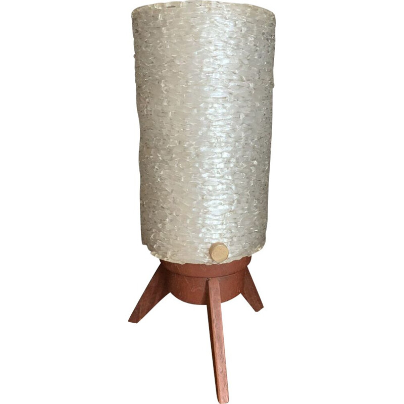 Driepoot tafellamp in Scandinavische stijl in teakhout van Arlus, 1950-1960