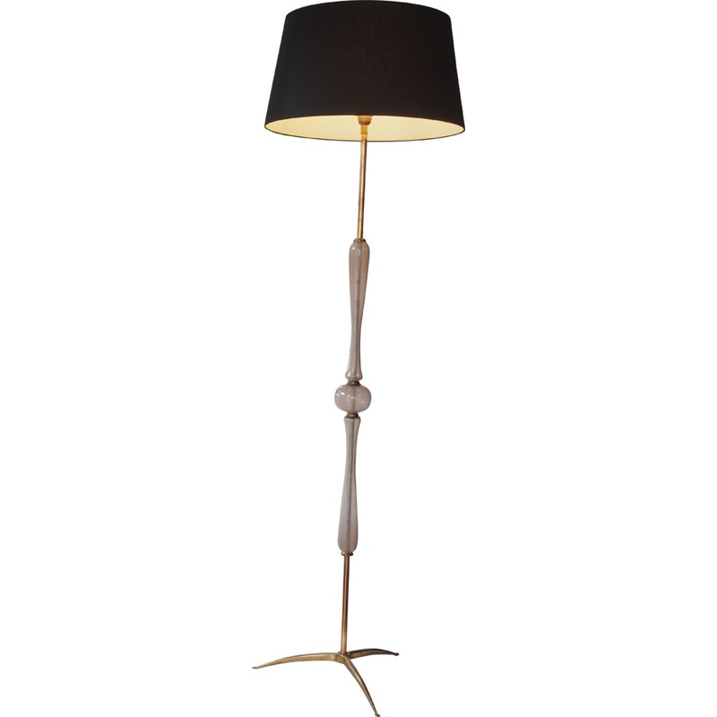 Italian floor lamp in brass and glass - 1960s