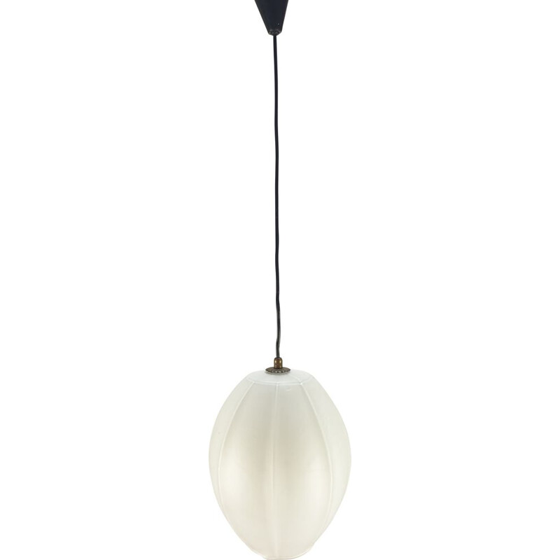 Mid century opaline glass pendant lamp by Stilnovo, Italy 1950s