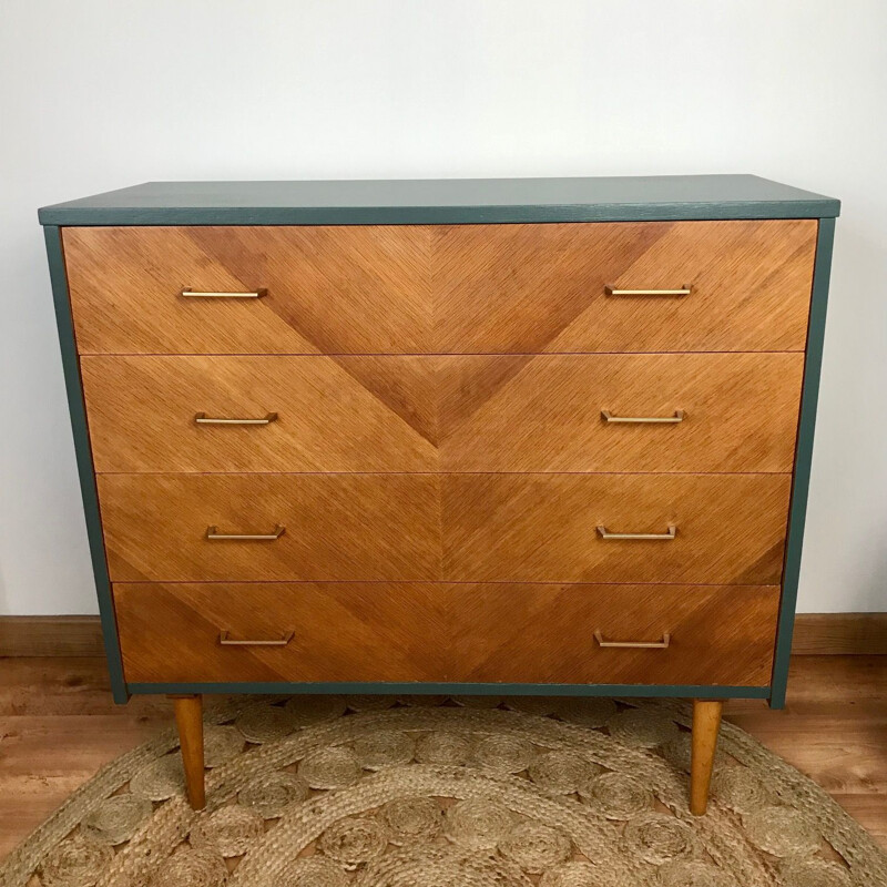 Vintage herringbone chest of drawers