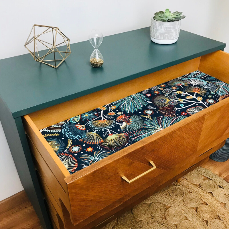 Vintage herringbone chest of drawers