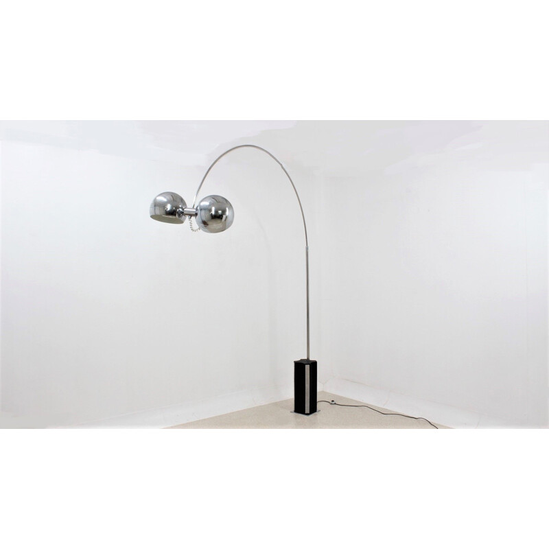 Vintage 2-head arc floor lamp by Goffredo Reggiani, 1970s