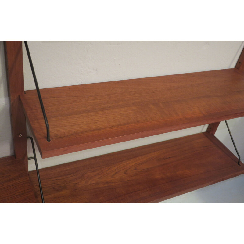 Vintage modular teak wall shelf system by Poul Cadovius, Denmark 1960