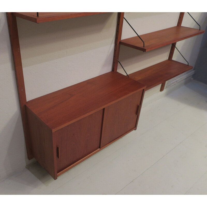 Vintage modular teak wall shelf system by Poul Cadovius, Denmark 1960