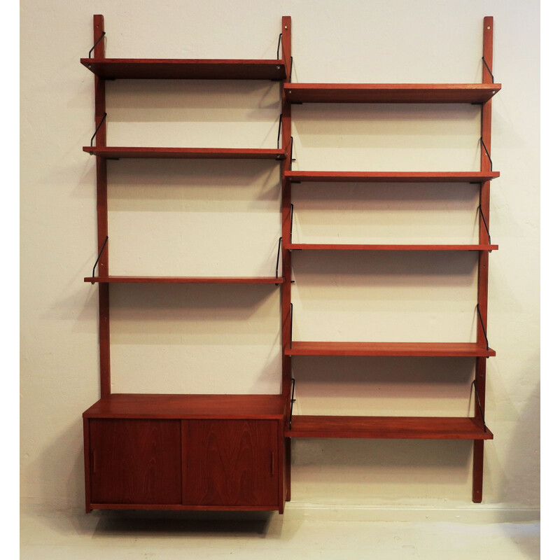 Vintage modular teak wall shelf system by Poul Cadovius, Denmark 1960