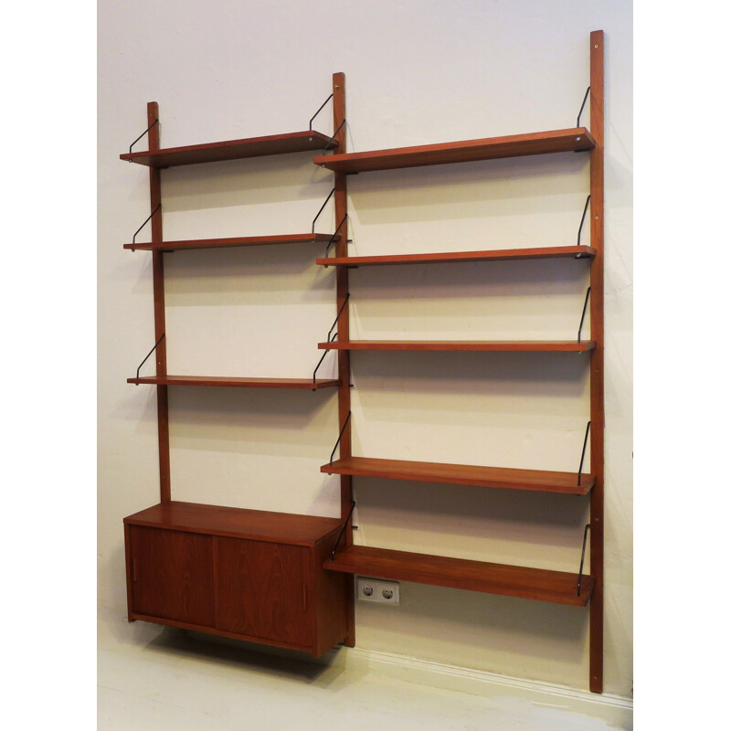 Vintage modular teak wall shelf system by Poul Cadovius, Denmark 1960