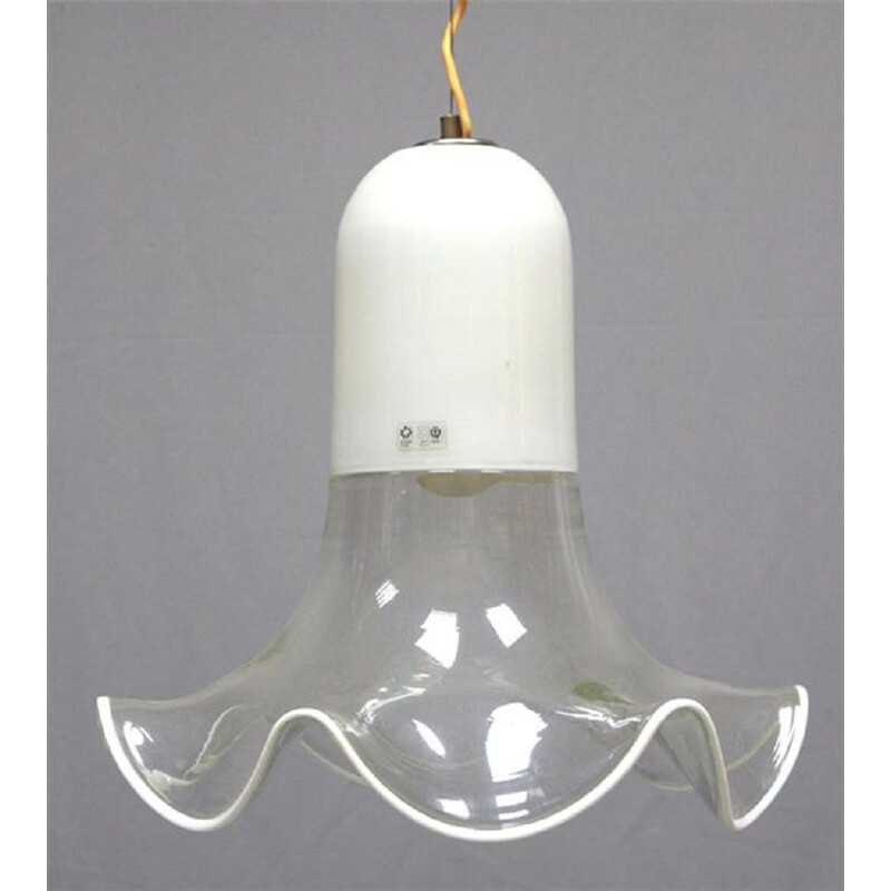 Leucos opal glass vintage pendant lamp by Pamio & Toso, 1970s