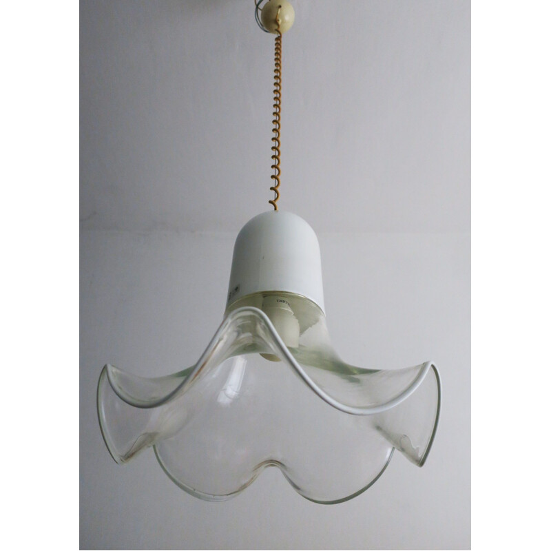 Leucos opal glass vintage pendant lamp by Pamio & Toso, 1970s