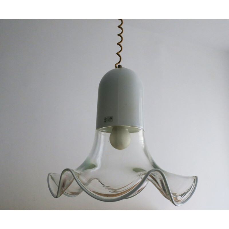 Leucos opal glass vintage pendant lamp by Pamio & Toso, 1970s