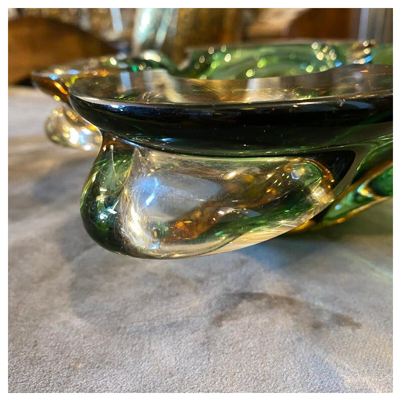 Vintage modernist Sommerso Murano glass ashtray, Italy 1970s