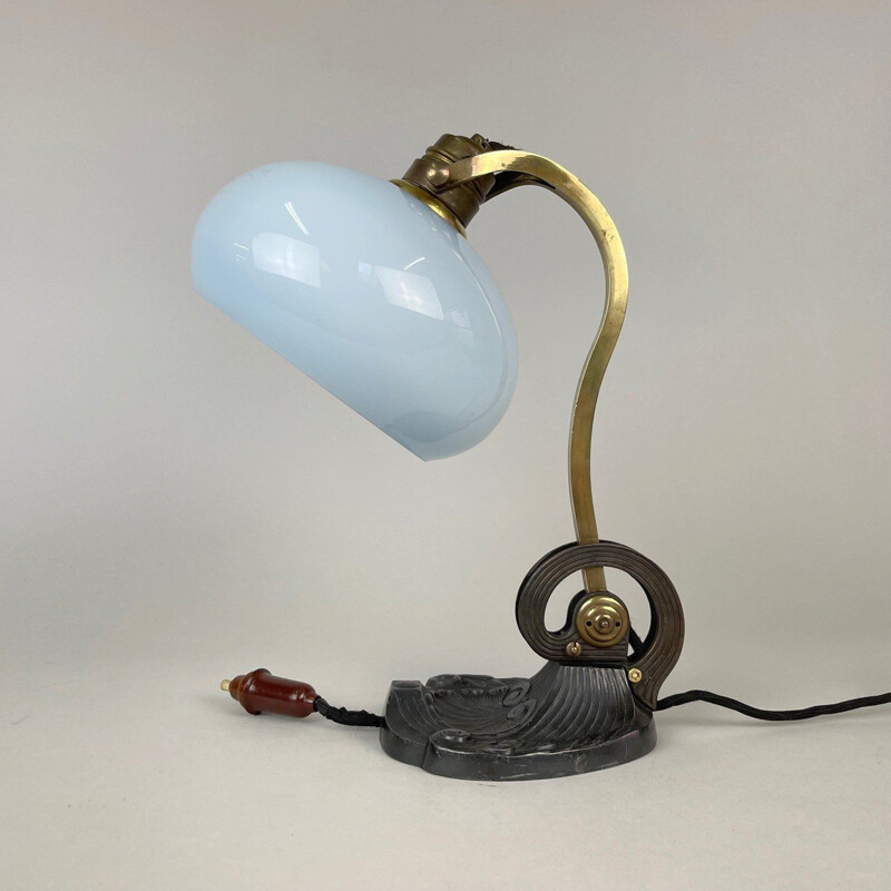 Vintage Art Nouveau brass and metal lamp, 1920s