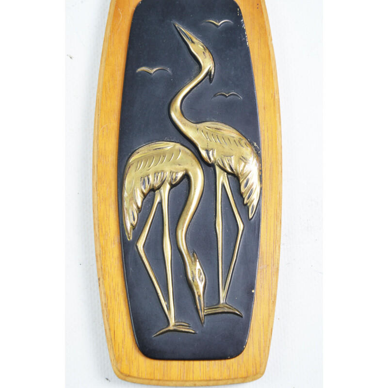 Vintage bas-relief with herons, 1960