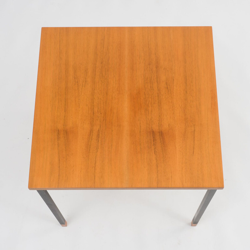 Vintage coffee table in lacquered metal and walnut, 1960
