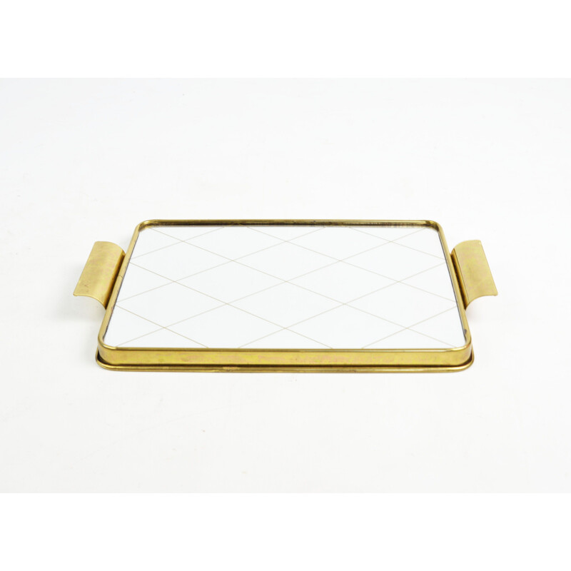 Vintage mirror tray with diamonds, 1970s