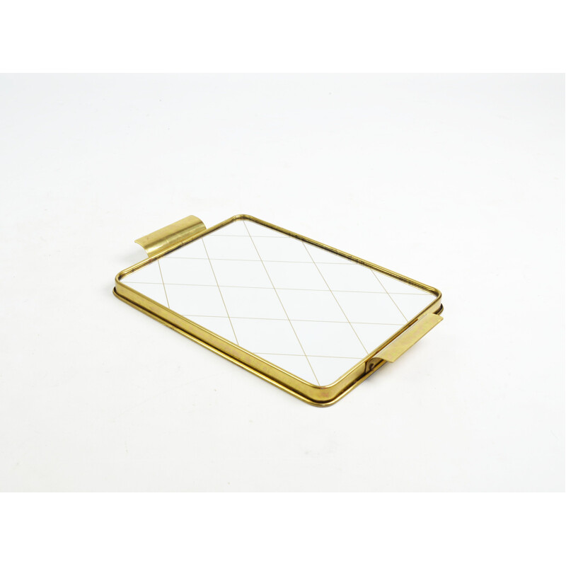 Vintage mirror tray with diamonds, 1970s