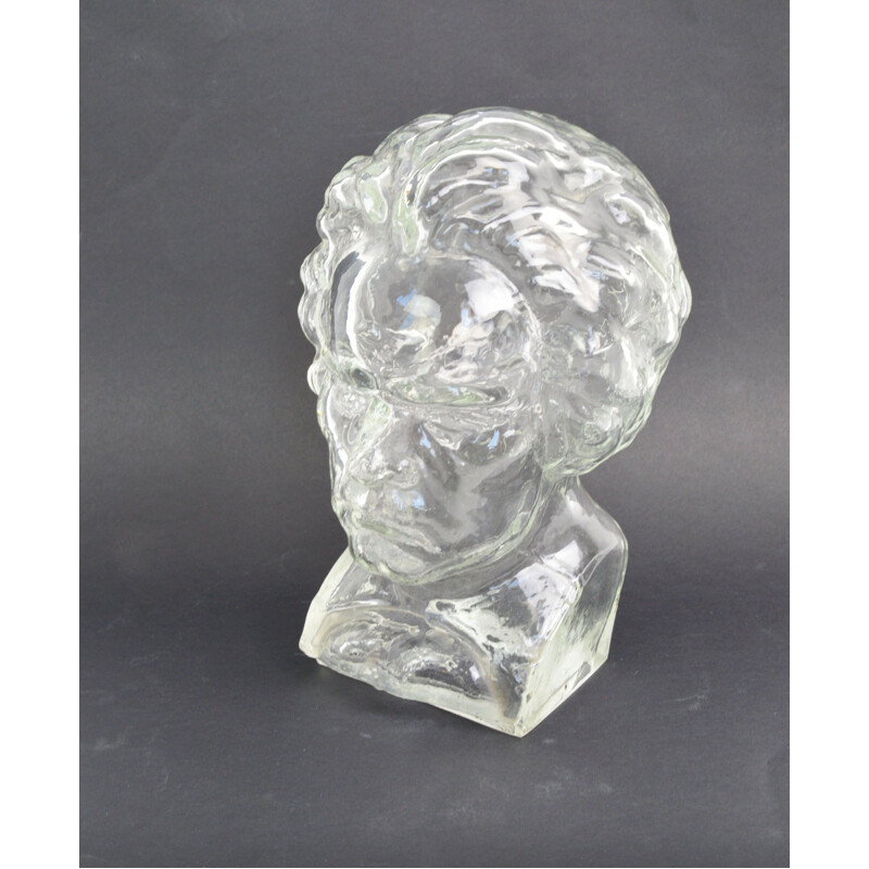 Vintage Beethoven glass portrait by Ingrid Glass, Germany 1970s