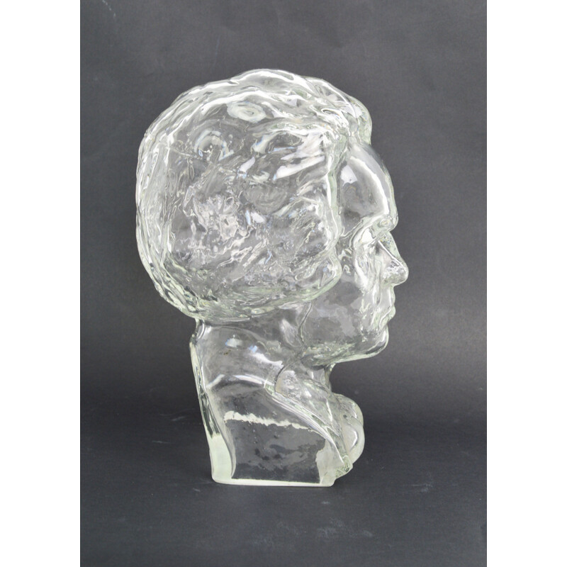 Vintage Beethoven glass portrait by Ingrid Glass, Germany 1970s