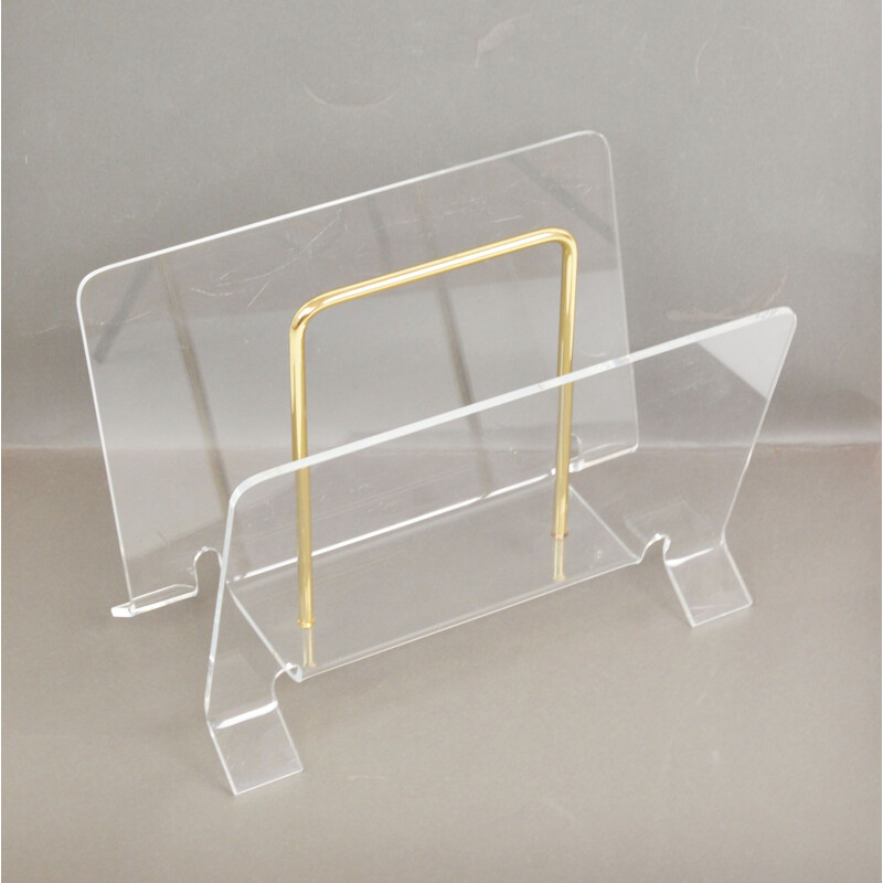 Plexiglass vintage magazine rack, 1970s