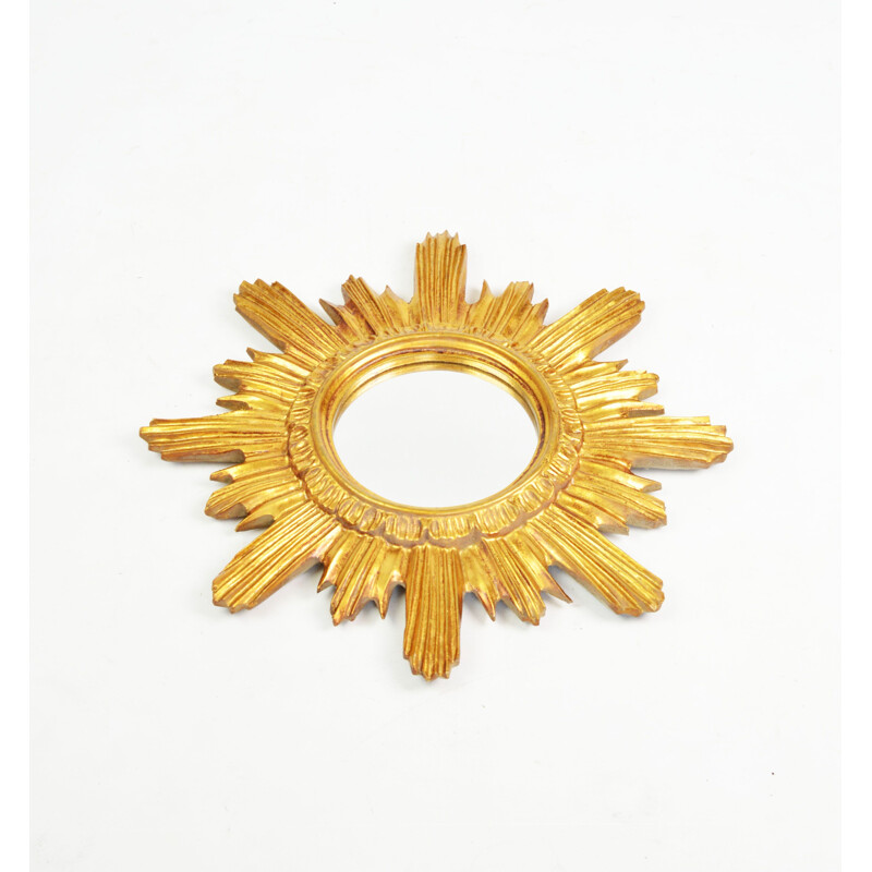 Miroir soleil vintage en bois, Italie 1960