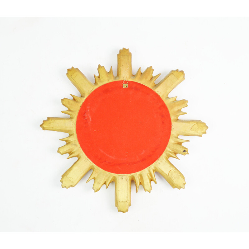 Mid century wood mirror sun, Italy 1960s