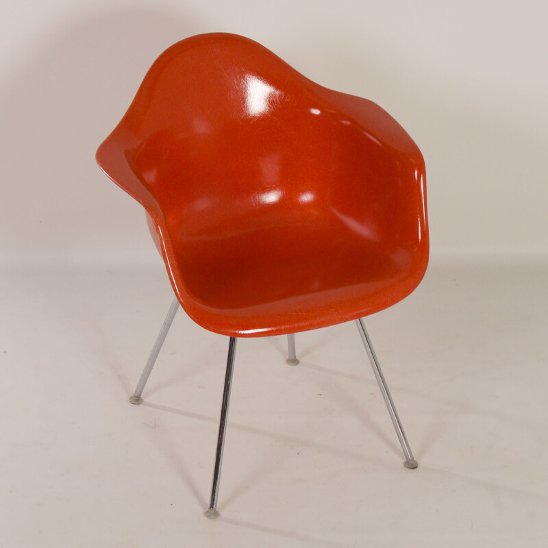 Fauteuil vintage orange DAX par Charles & Ray Eames pour Herman Miller, 1970