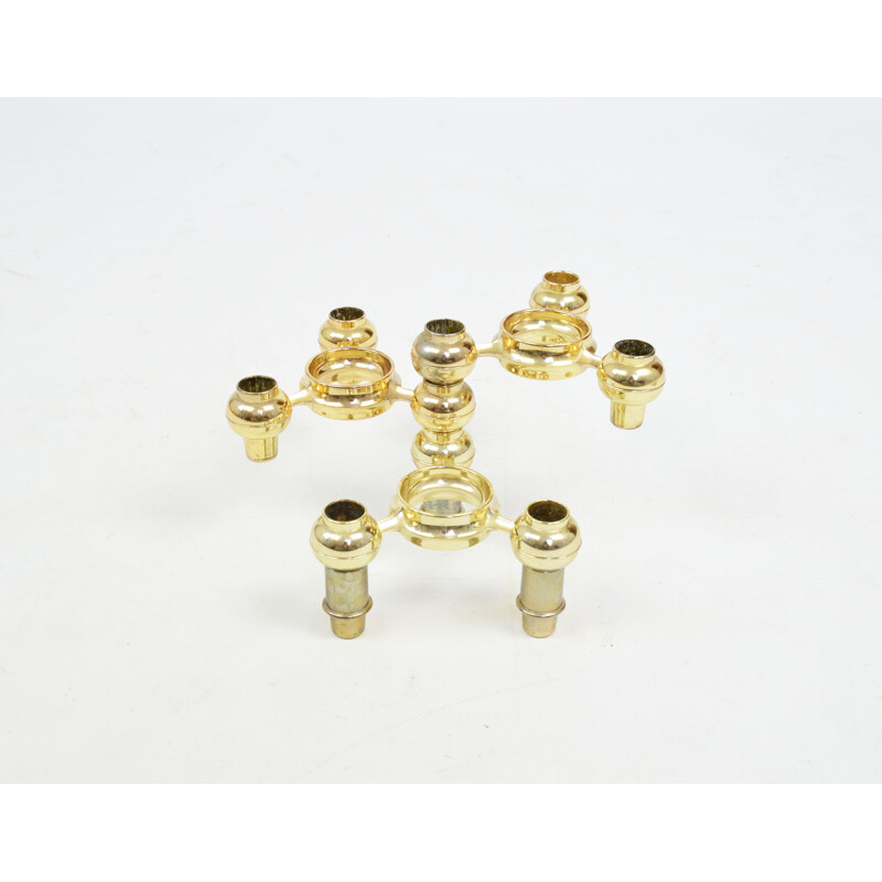 Set aus 3 modularen Vintage-Kerzenhaltern in Gold, 1970