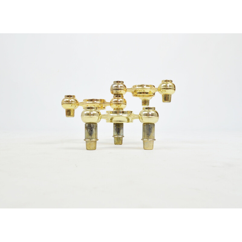 Set aus 3 modularen Vintage-Kerzenhaltern in Gold, 1970