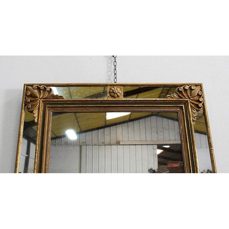 Rechteckiger Vintage-Spiegel mit Glasleisten