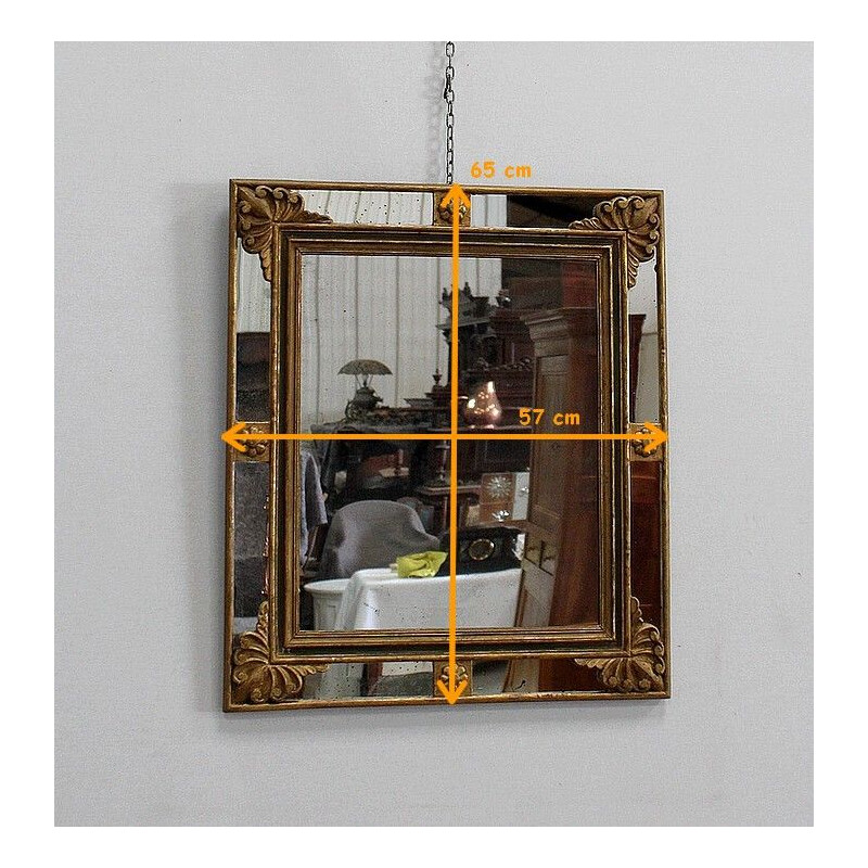 Rectangular vintage mirror with glazing