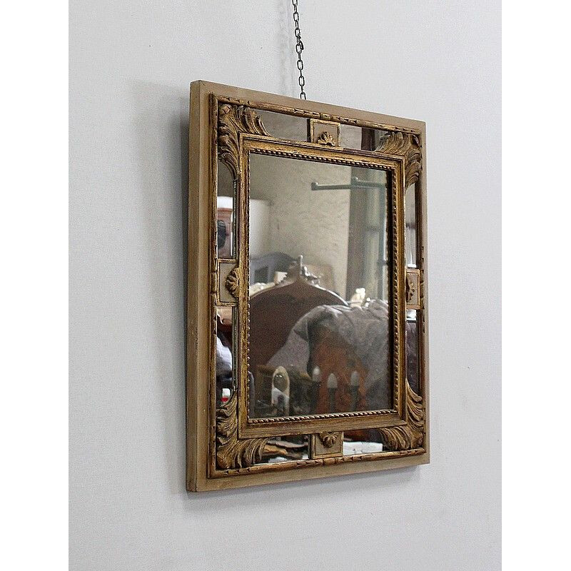 Vintage rectangular mirror with glazing