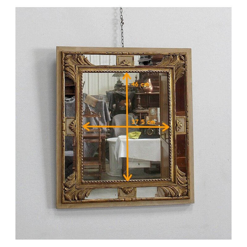 Vintage rectangular mirror with glazing