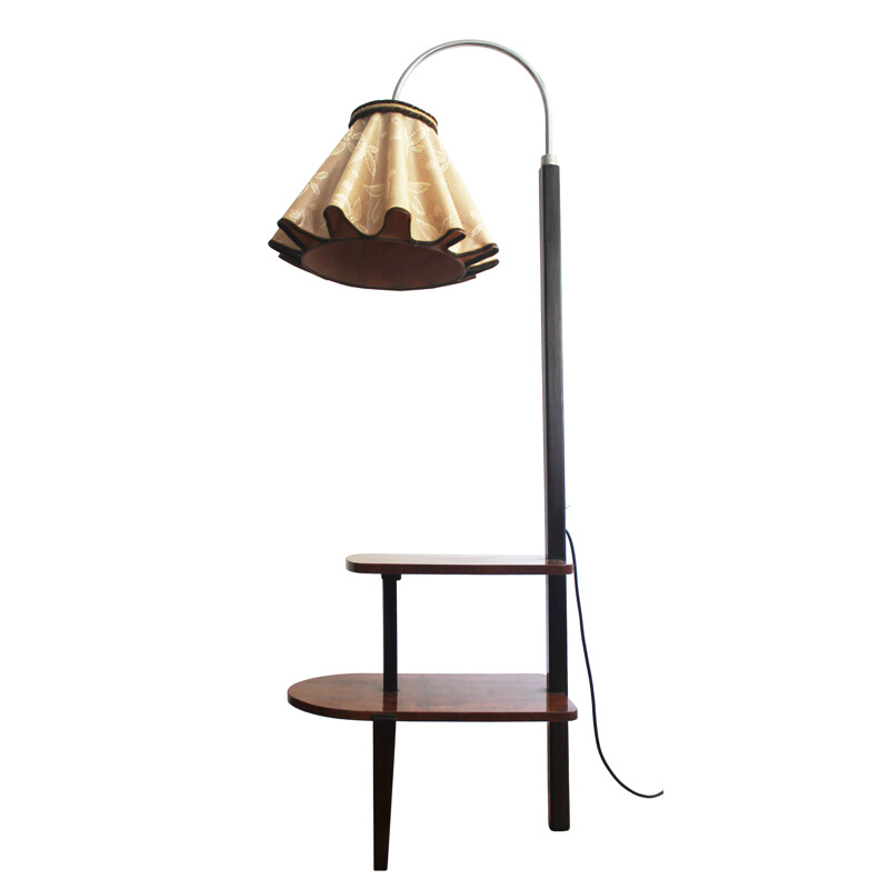 Vintage houten en beuken vloerlamp van Jindrich Halabala voor UP Brno, 1950