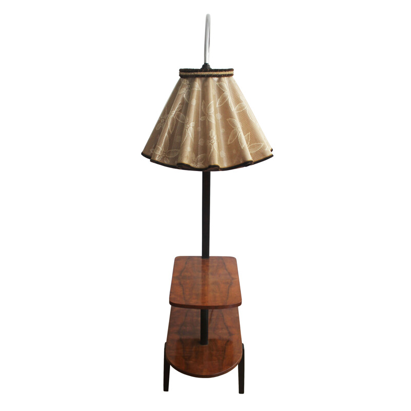 Vintage wooden and beech floor lamp by Jindrich Halabala for UP Brno, 1950